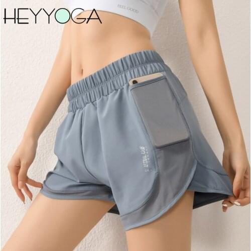 Women Sport Shorts Mesh Pocket Yoga Short Trouser High Waist Beach Shorts Girls Outdoor Elastic Loose Gym Running Jogging Shorts