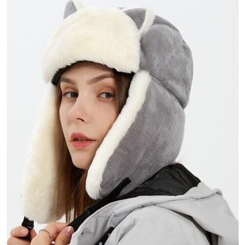 WeMe Winter Warm Hat Girl Cute Riding Windbreak Hat Earmuff With Cashmere Warm Cotton Cat Ear Cap for Earflap