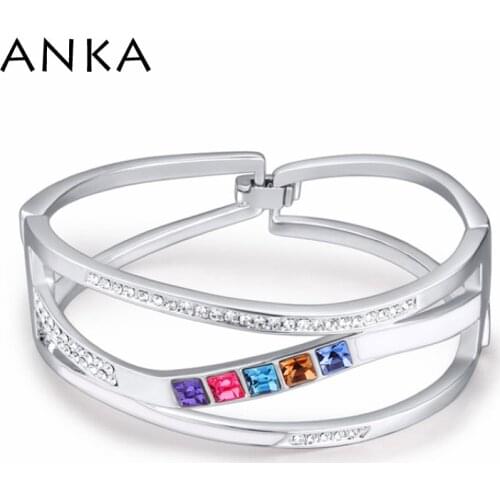 ANKA Brand fashion Square Style Trendy Luxurious bangle for Mothers Day gift Main stone Crystals from Austria #117612