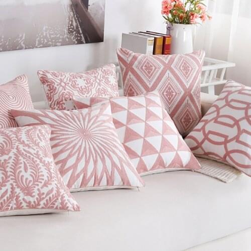 1Pcs 45*45CM Stripe Pillowcase Office Chair Backrest Car Lumbar Pillow Cover Small Fresh Sofa Embroidery Cushion