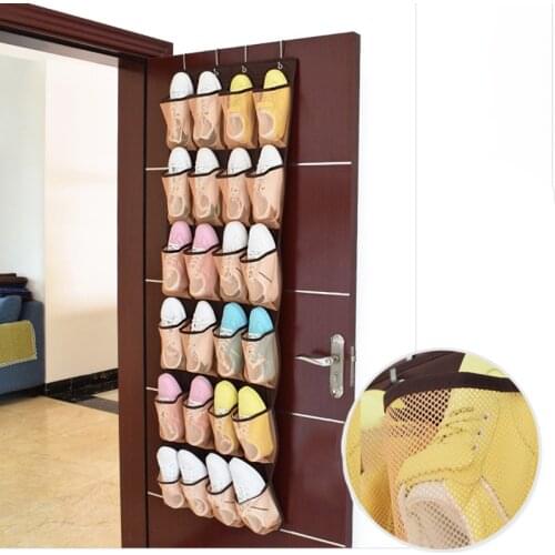 12/24 Pocket Hanging Storage Bag Large Mesh Cloth Organize Bag Shoes Slippers Storage Door Holder Space Saver Home Organizer