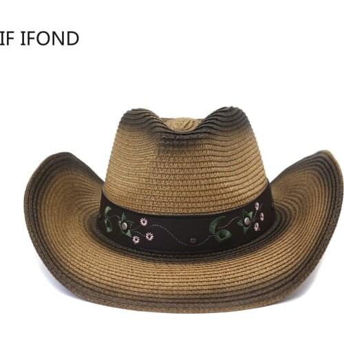 2021 Vintage Summer Sun Western Cowboy Hats For Men Women Outdoor Panama Beach Hat Decoration Sombrero Hombre Cowgirl Caps