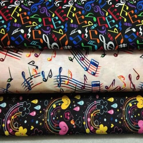30x25cm 3 Designs Colorful Music Note Printed Cotton Fabric Bundle Small Size DIY Sewing Patchwork Home Decor