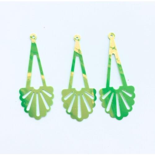 320pcs 17*43mm Long Drop Flowers Sequins For Crafts PVC With 1 Side Hole Oval Belly Costume Earring Accessories Shining Green