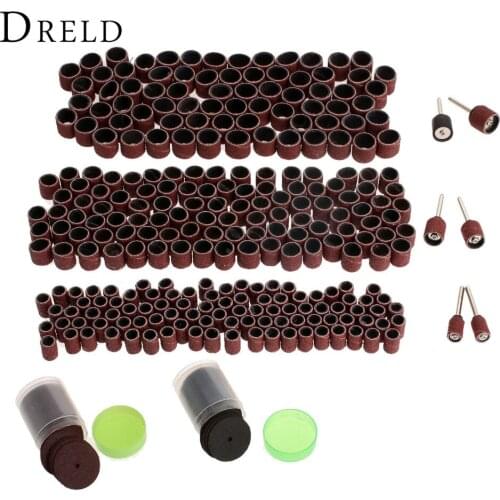378Pcs Dremel Accessories Rotary Tools Set for Sanding Grinding Polishing Grit 80 Sanding Bands +24mm Black / Red Cutting Discs