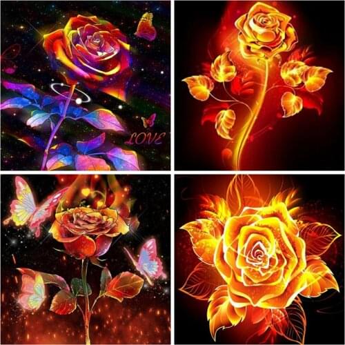 5D Diamond Painting Rose Flower Embroidery Fantasy Floral Butterfly Mosaic Cross Stitch Home Decor Diamond Art
