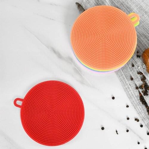 6pcs Kitchen Coaster Adiabatic Squeegee Cleaning Silicone Dish Washing Antibacterial Tool Soft Cleaning Kitchen Brush Tools