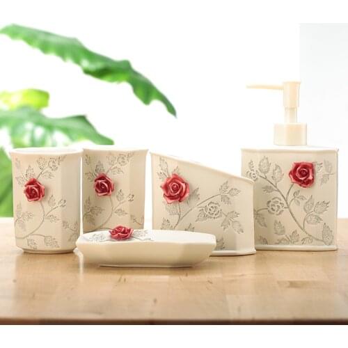 Resin bathroom set bathroom five-piece bath combination bathroom kit ware wash sippy cup a cut plum LO86153