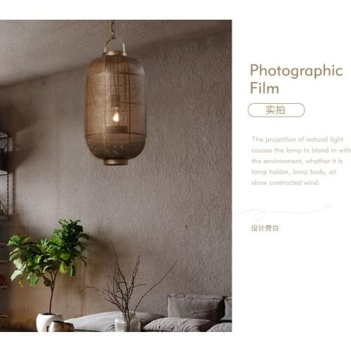 American country iron cage pendant lamp coffee shop industrial retro bar dining room living room chain pendant light ZA81017
