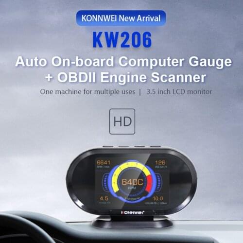 KONNWEI KW206 OBD 2 Automobile On-Board Computer Car OBD2 Scanner Fuel Consumption Water Temperature Gauge HD Digital Display