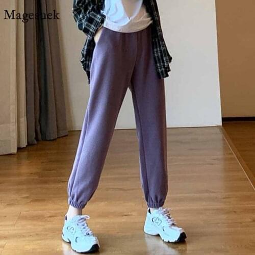 Loose Women Autumn Winter Slim High Waist Pants Casual Sweatpants Women Baggy Women Trousers Women Plus Velvet Harem Pants 11389