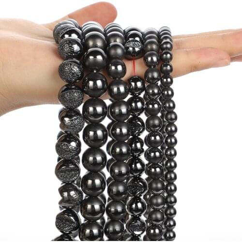 Open One Stripe Black Hematite Natural Stone Beads Loose Spacer Beads for Jewelry Making DIY Bracelets Necklace Accessories