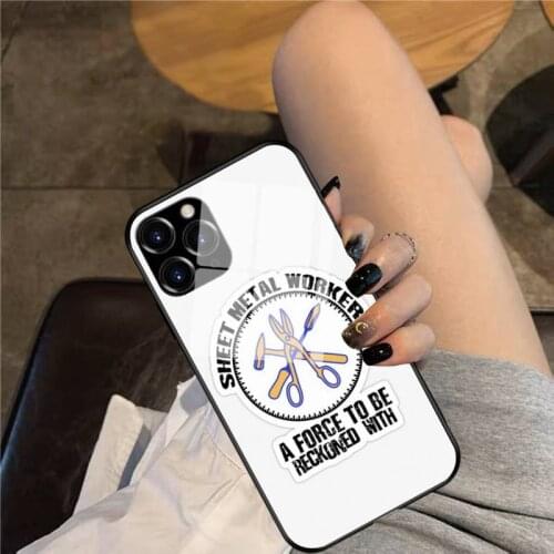 Sheet metal worker Glass Phone Case For iphone 12 11 Pro Max XS XR X 8 7 Plus SE2 Case