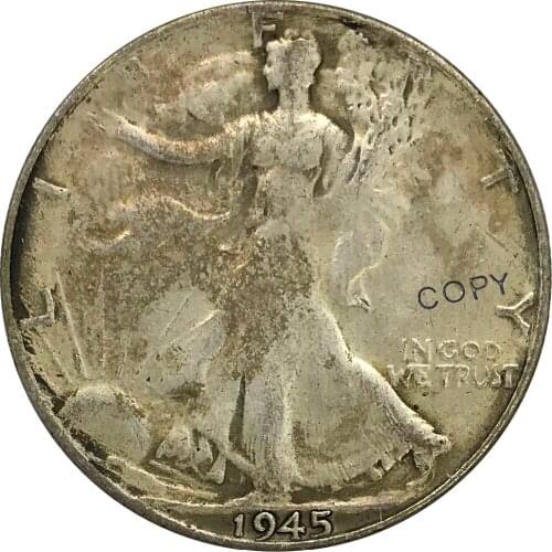 D 1944 United States Walking Liberty Half Dollar Cupronickel Plated Silver Collectibles Copy Coins