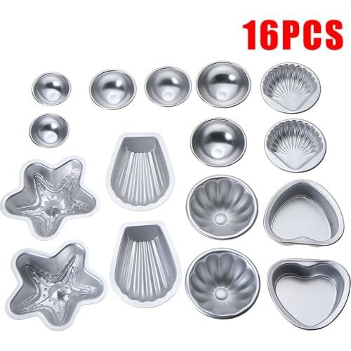 16Pcs Bath Bomb Mold Aluminium Alloy 3D Bath Bomb Moulds Soap Round Heart-shaped Starfish DIY Handmade Bathing Accessories