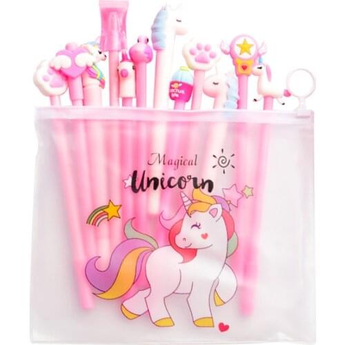 10Pcs/Set Gel Pen Unicorn Pen Stationery Kawaii School Supplies Gel Ink Pen School Stationery Office Suppliers Pen Kids Gifts