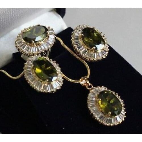 Hot Inlay Crystal Necklace Pendant Earring Ring Set 18K plated watch Quartz stone CZ crystal