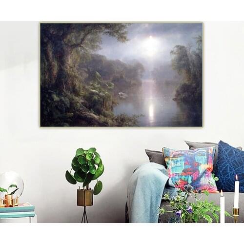 Holover Canvas Oil Painting Home Room Decoration Frederic Edwin ChurchThe Rio de Luz"Hudson River School Aesthetic Wall Art