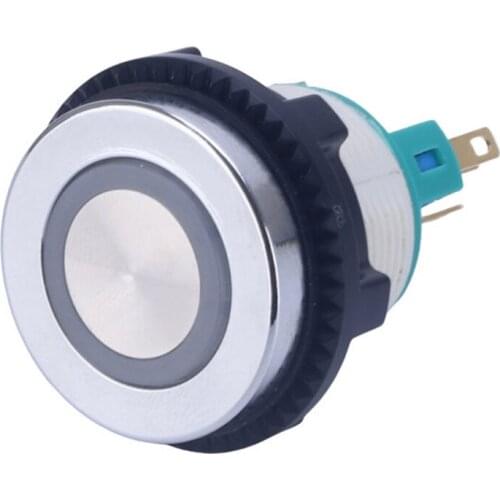 IP67 Waterproof 22mm Flat head Plastic Body Momentary Latching Ring LED 5 PINS Metal Push Button Switch