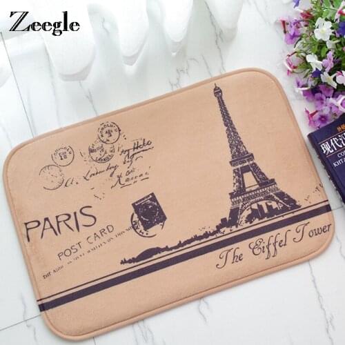 Zeegle Door Mat Entrance Floor Mat Hallway Tower Printed Anti-Slip Floor Mat Area Rugs Non-slip Front Door Mat Carpet