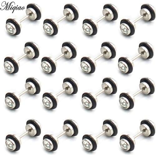 Miqiao 2 Pcs Human Body Piercing Jewelry European and American Wild Stainless Steel Double-sided Earrings