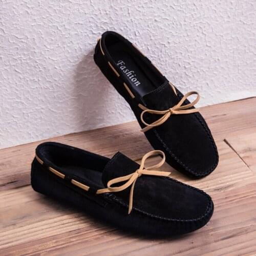 Mens Slip on Driving Shoes Moccasins Cow Suede Leather Loafers Breathable Boat Shoes Comfortable Casual Shoes Flat Shoes