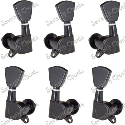 A set of 6 Pcs Black Trapezoid Buttons Guitar Tuning Pegs Tuners Machine Heads For for Guitar Replacement parts (QFB-LX-BK)