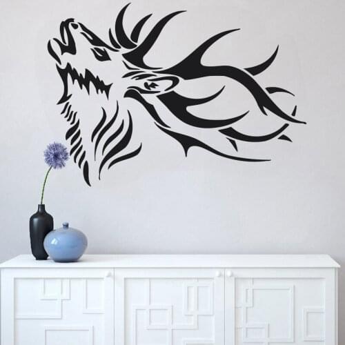Deer Horn Wall Stickers Tribal Animal Vinyl Wall Decal Hunting Club Murals Living Room Decoration Removable Home Decor O223