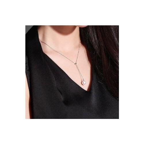 100% pure silver han edition single pearl necklace Freshwater pearl collar bone chain necklace is adjustable