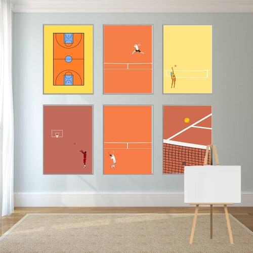 Tennis Nordic Style Sports Cartoon Canvas Painting Racket Home Decor Modern Hobby Poster For Living Room Bedroom Decoration