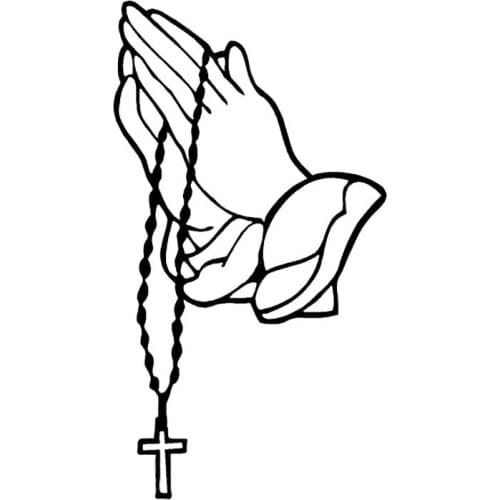 Fun Personalized Praying Hand Graphic Car Sticker Pvc Bumper Window Full Body Decoration Car Sticker Black and White, 17cm*10cm