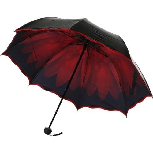 Vinyl sunshade umbrella lace black folding umbrella travel rain windproof umbrella folding anti-ultraviolet sun umbrella