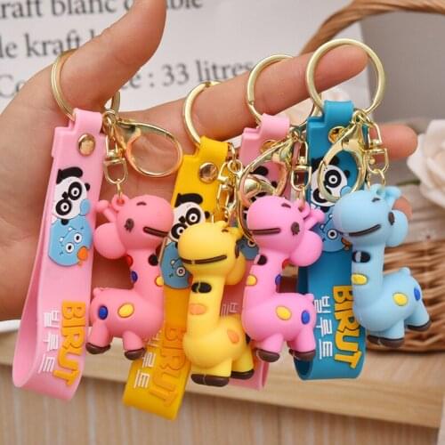 WANGAIYAO new soft rubber giraffe keychain cartoon cute doll key chain men and women bag accessories accessories holiday gifts