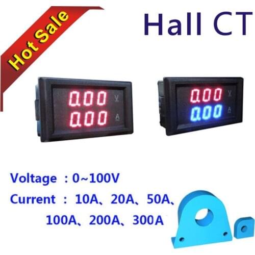 YB28VA DC 0-100V 600V LED Dual Voltmeter Ammeter Digital Display Voltage Current Meters Tester Current Transformer CT Volt Amp