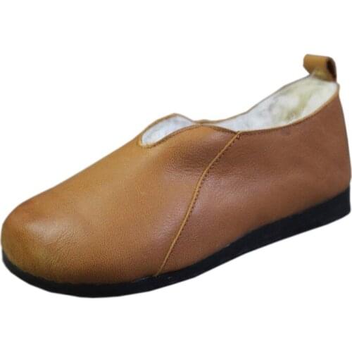 YourSeason Ladies Shoes Genuine Leather Retro Concise Mori Round Toe Casual Shallow Women Winter 2021 Vintage Flats