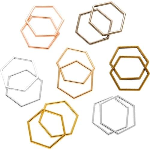YuenZ 10pcs 7Color Mini hexagon Charm Hollow Glue Blank Pendant Tray Bezel Charms DIY Bracelet Necklace Handmade Bezel Mold