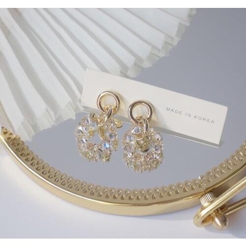 14k Real Gold Plated Fashion Jewelry Simple Circle Zircon Luxury Long Earrings for Woman Shine Holiday Party Daily Earring Gift