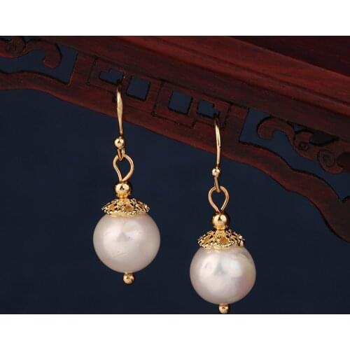 Vintage delicate freshwater pearl earrings vintage drop earrings for women and girl jewelry серьги
