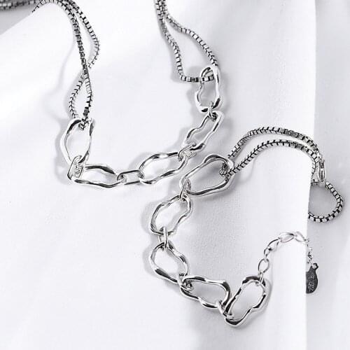 New real S925 sterling silver necklace women fashion Thai silver vintage silver bracelet clavicle chain solid 925 silver jewelry