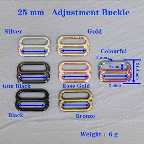 1 Pcs 25mm Metal Adjust Buckle Bag Strap 8 Ring Buckles Slide Adjusters Belt Web Rectangle Loop Ring Leather Craft 25-8