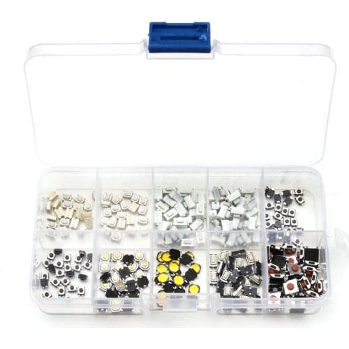10 Types Mini Tactile Push Button Touch Switch Remote Keys Microswitch 250PCS DIY Repair Part Kit Assortment