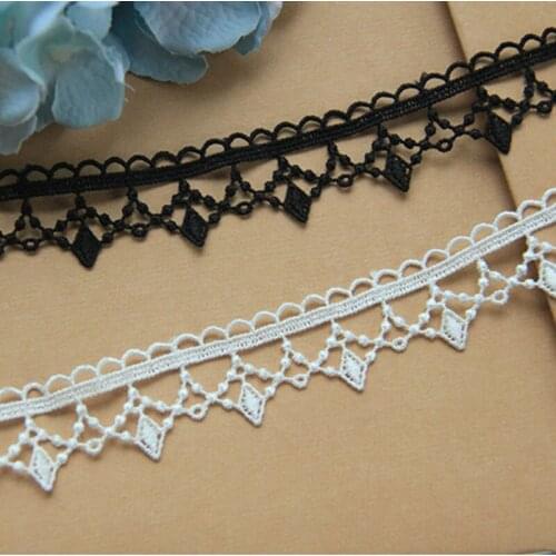 15Yards Elegent DIY Polyester Water Soluble Venice Embroidery Lace Trim White Black Fringe Lace Applique