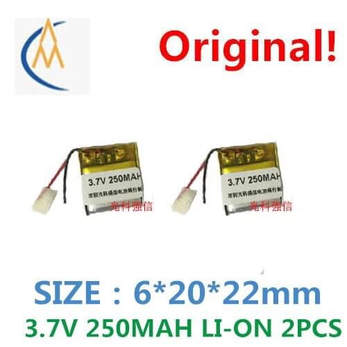 2PCS Polymer li-ion battery 3.7 V 602022 250 mah MP4 walkie-talkie/equipment/mini bluetooth headset 3 d glasses