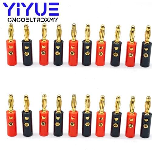 20pcs 4mm Audio Speaker Wire Cable Adapter Connector Banana Plug Gold Plated