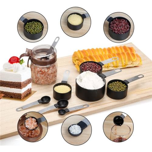 8pcs Multi Purpose Spoons Cup Measuring Tools PP Baking Accessories Stainless Steel Plastic Handle Kitchen Gadgets