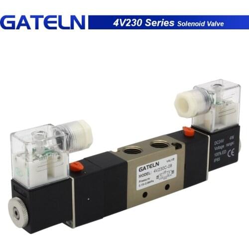 4V230C-08 4V230E-08 4V230P-08 5 Way 3 Position 1/4" Pneumatic Solenoid Valve Double Coil DC12V DC24V AC220V