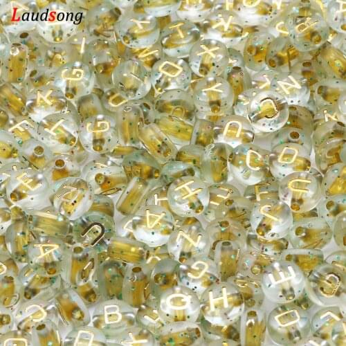 7mm Gold Starry Star Mixed Letter Acrylic Beads Round Flat Alphabet Loose Beads For Jewelry Making Diy Bracelet Necklace