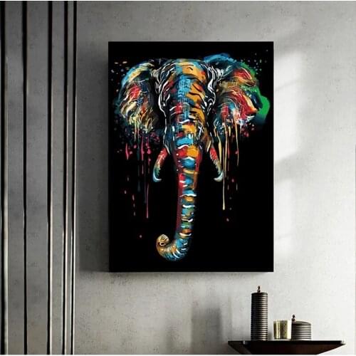 Abstract Colorful Elephant Canvas Paintings On the Wall Art Posters And Prints Nordic Art Animals Canvas Pictures For Kids Room