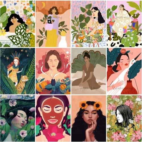 Diamond Painting Abstract Flower Girl 5D Diy Full Drill Embroidery Cross Stitch Mosaic Colorful Picture Kit Home Decoration Gift