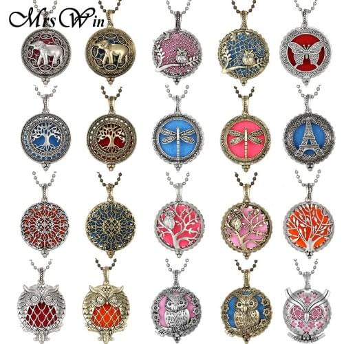 Aromatherapy Diffuser Necklace Pendants Jewelry Tree of Life Owl Antique Silvercolor Bronze Open Locket Perfume Pendant Necklace